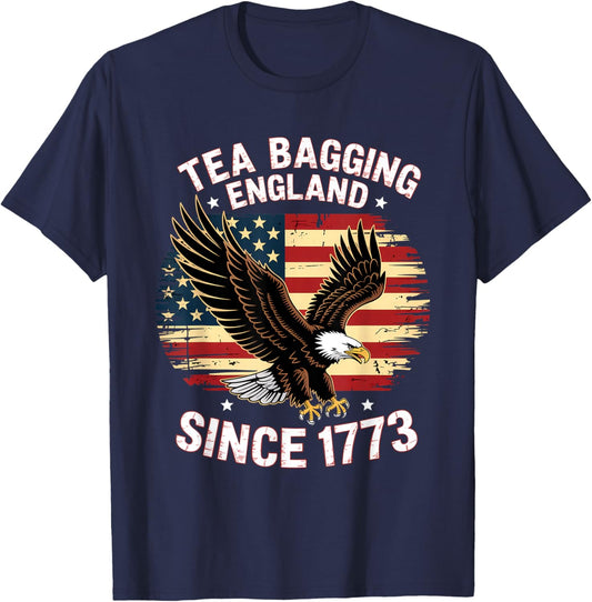 Tea Bagging England Since 1773 4th Of July Vintage Retro T-Shirt - T-Shirt | Navy