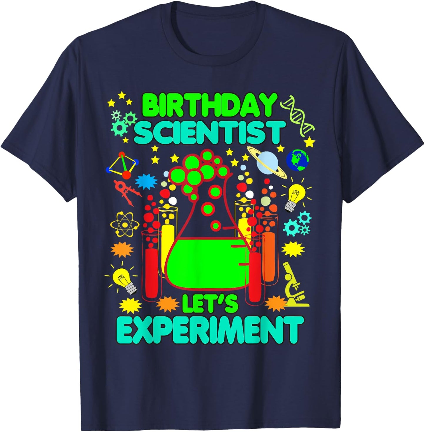 Birthday Shrit For Boys Girls Science Theme Let's Experiment T-Shirt - T-Shirt | Navy