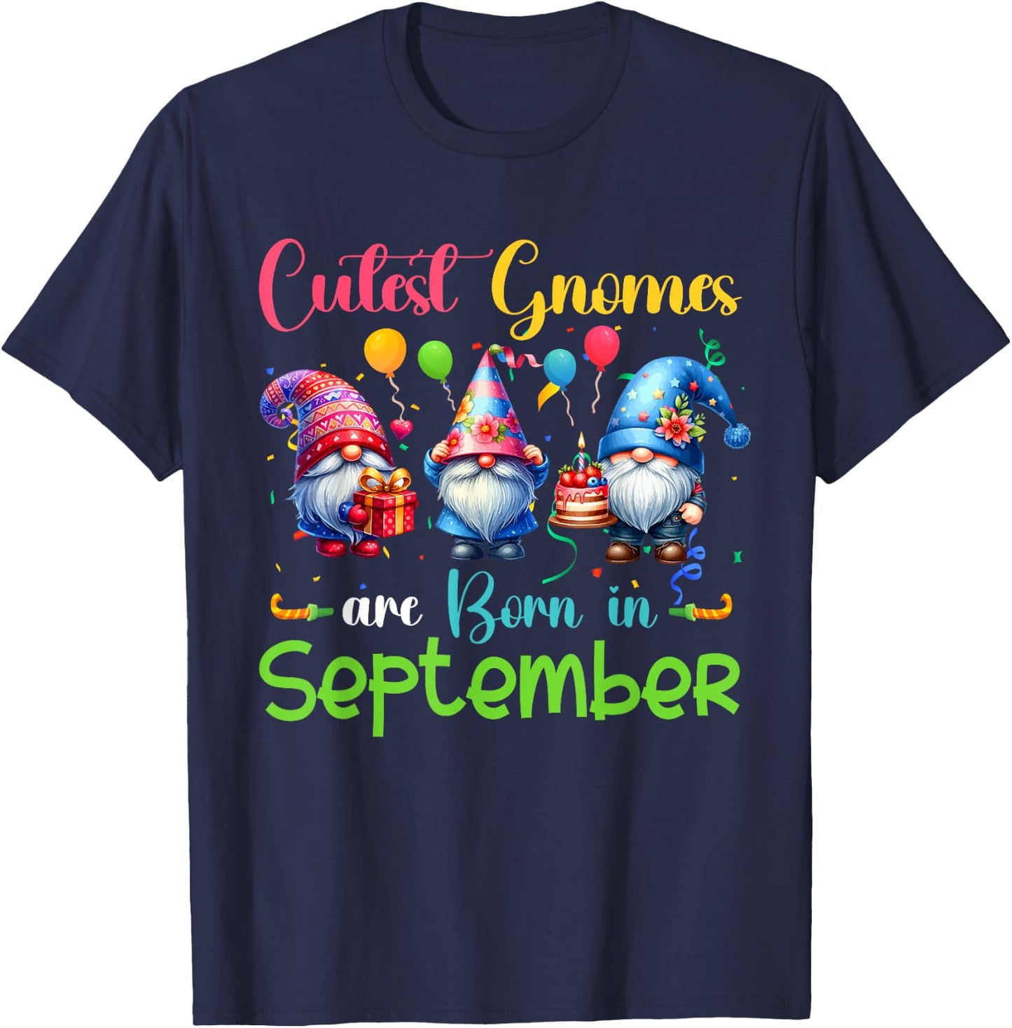 Cutest Gnomes Costume September Birthday Funny Party T-Shirt - T-Shirt | Navy