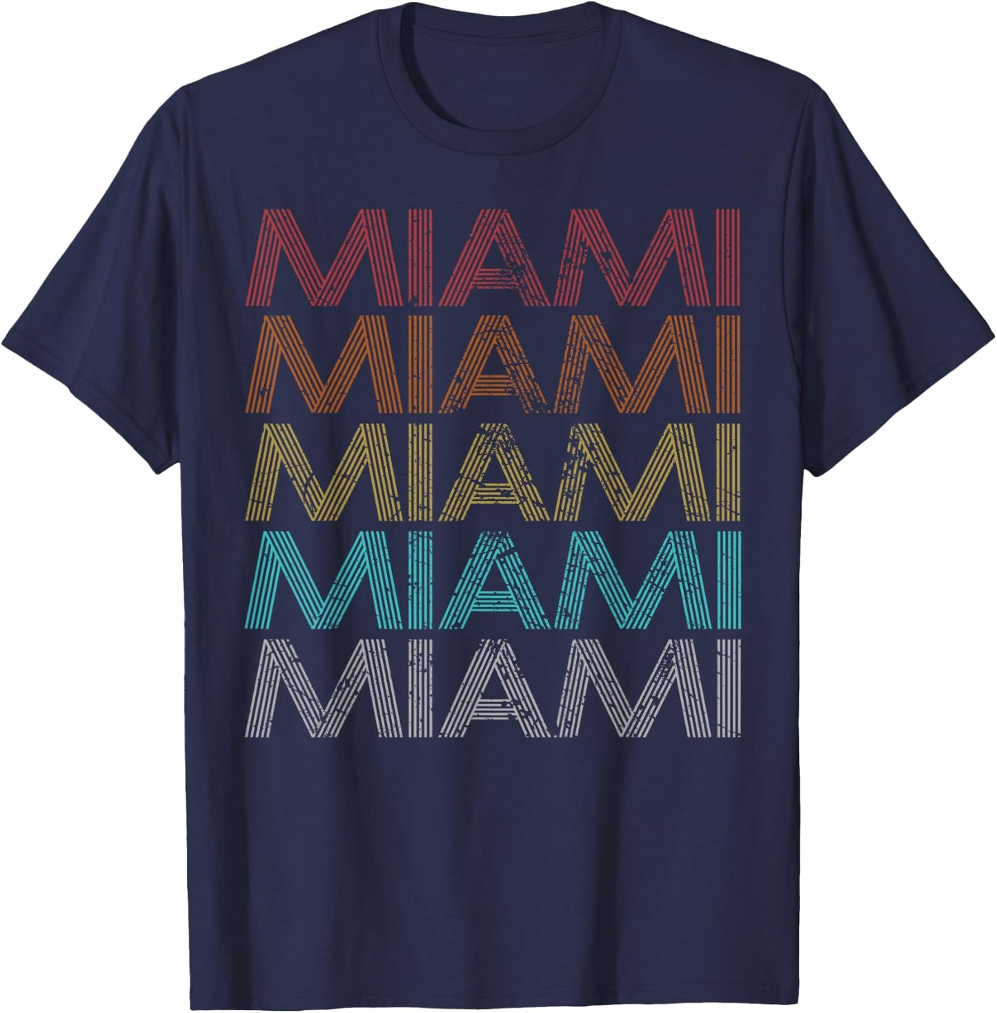 Retro Vintage Miami T-Shirt - T-Shirt | Navy