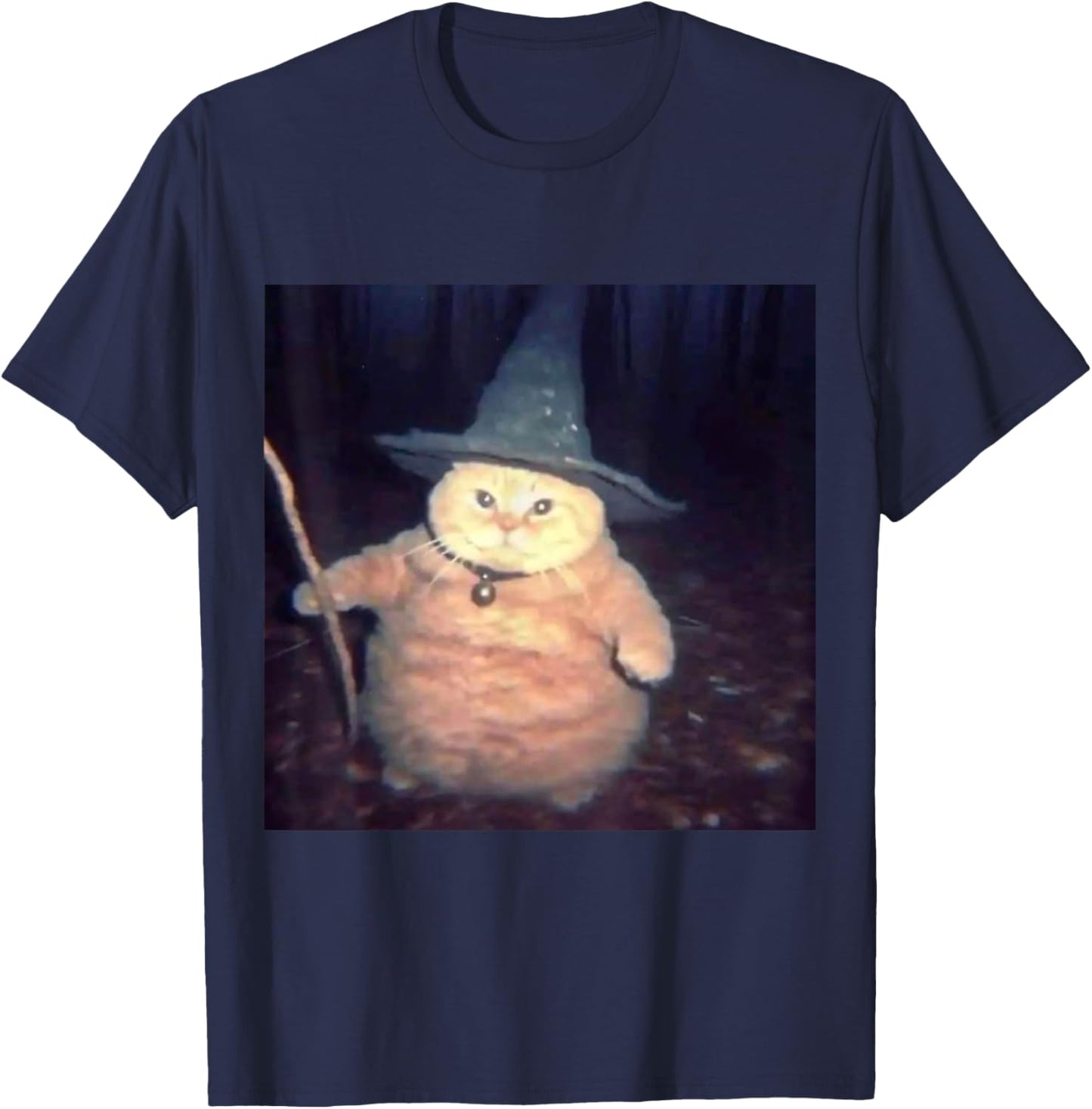 Wizard Cat Weird Funny Halloween Cat Meme T-Shirt - T-Shirt | Navy