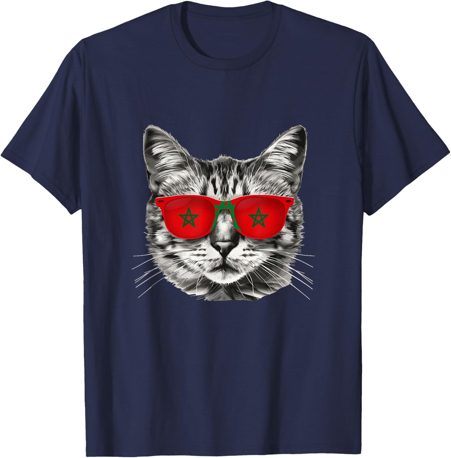Moroccan Flag Cat Owner Souvenirs Products Kitten Morocco T-Shirt - T-Shirt | Navy