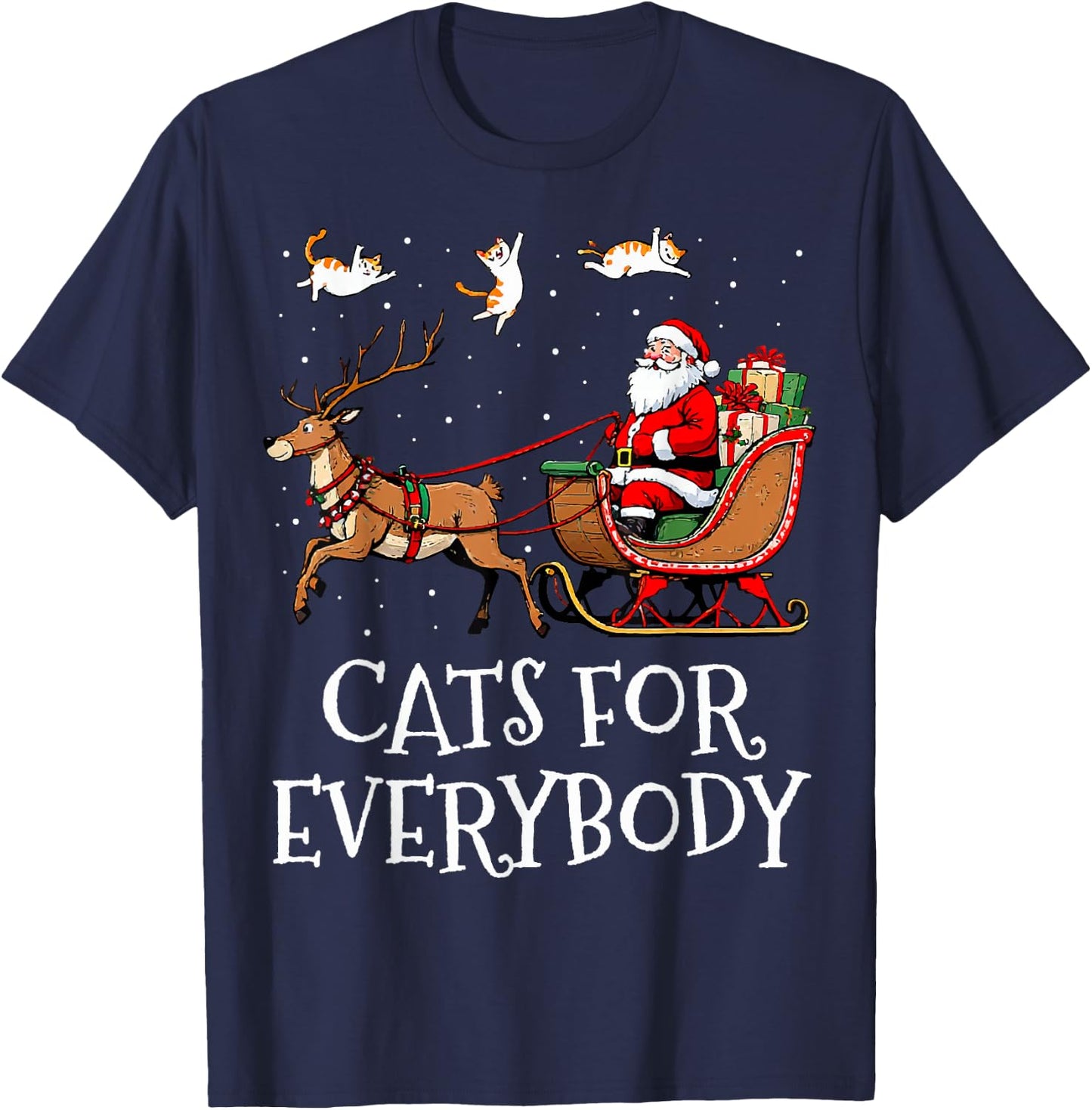 Cats For Everybody Christmas Cat Funny Xmas Women Santa T-Shirt - T-Shirt | Navy