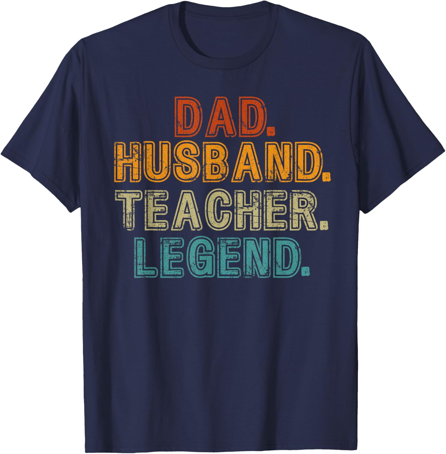 Dad Husband Teacher Male Teacher Men's Vintage Retro Saying T-Shirt - T-Shirt | Navy