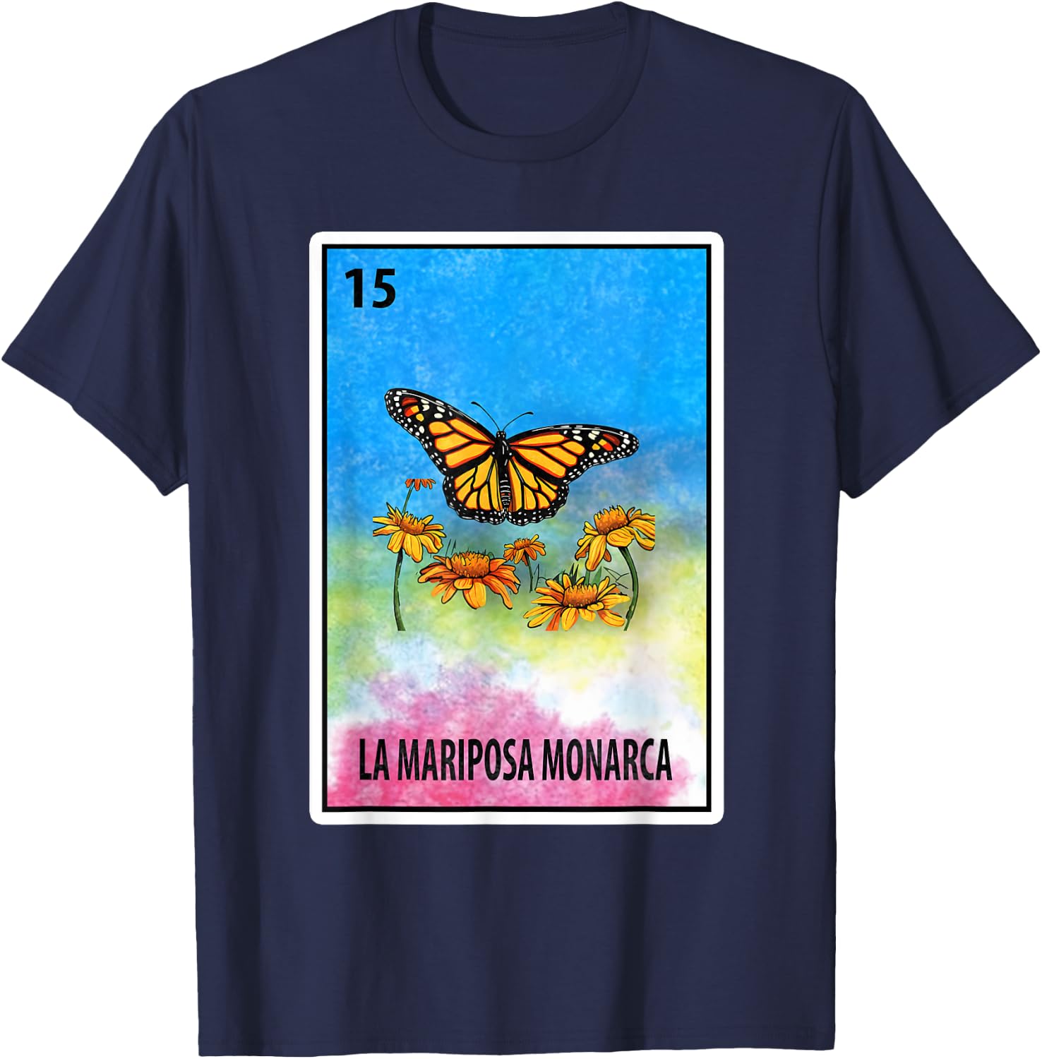 Mexican Bingo La Mariposa Monarca T-Shirt - T-Shirt | Navy