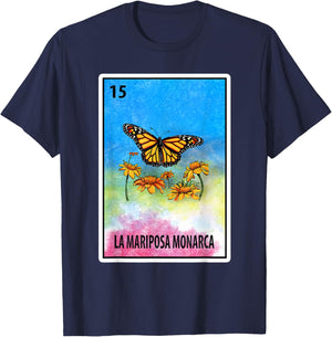 Mexican Bingo La Mariposa Monarca T-Shirt - T-Shirt | Navy
