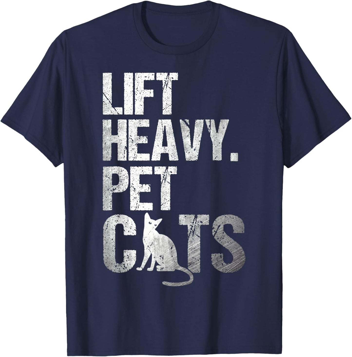 Funny Gym Cat Workout Lift Heavy Pet Cats T-Shirt - T-Shirt | Navy