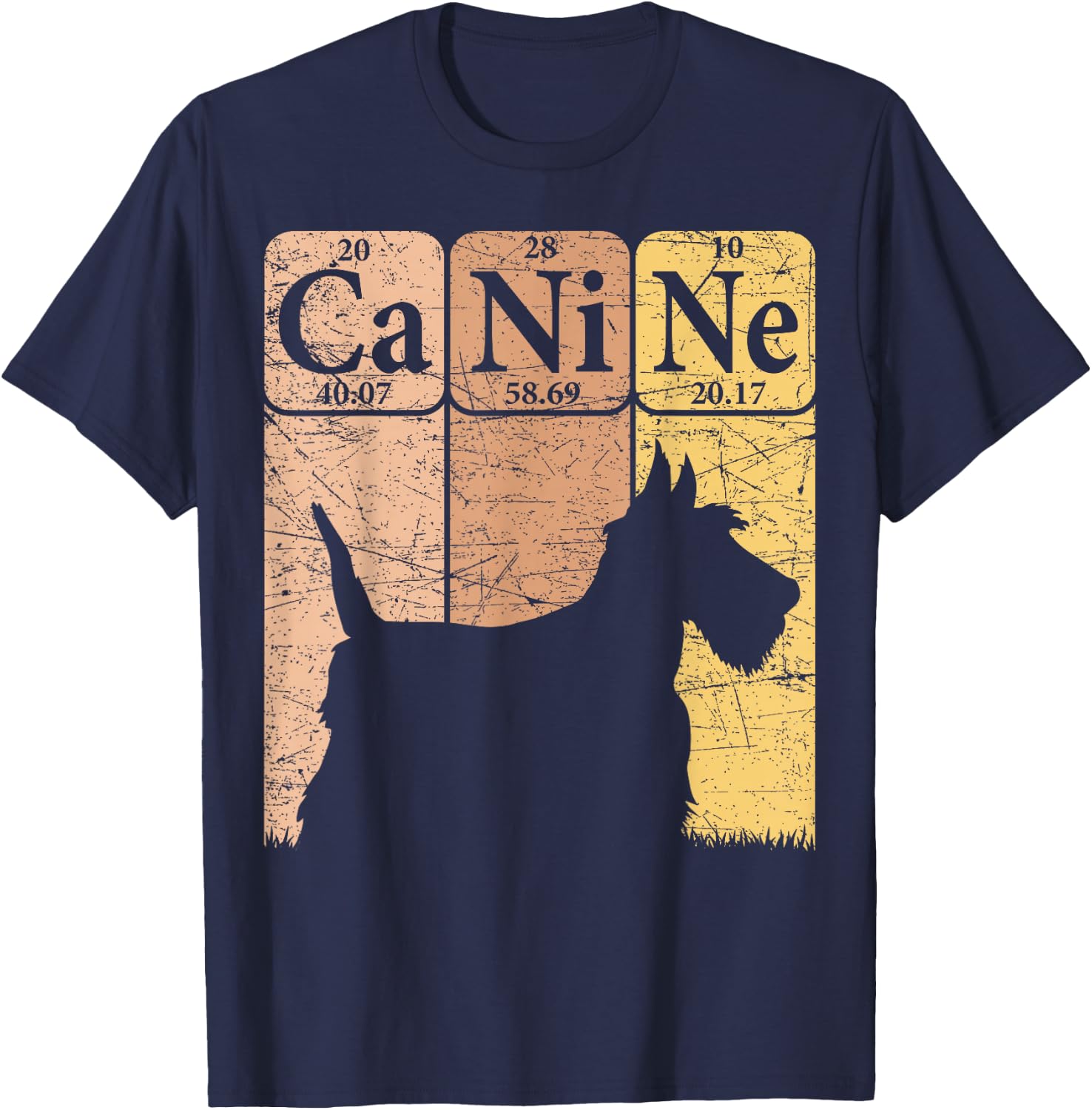 Scottish Terrier Dog Periodic Table Elements Scottie Canine T-Shirt - T-Shirt | Navy