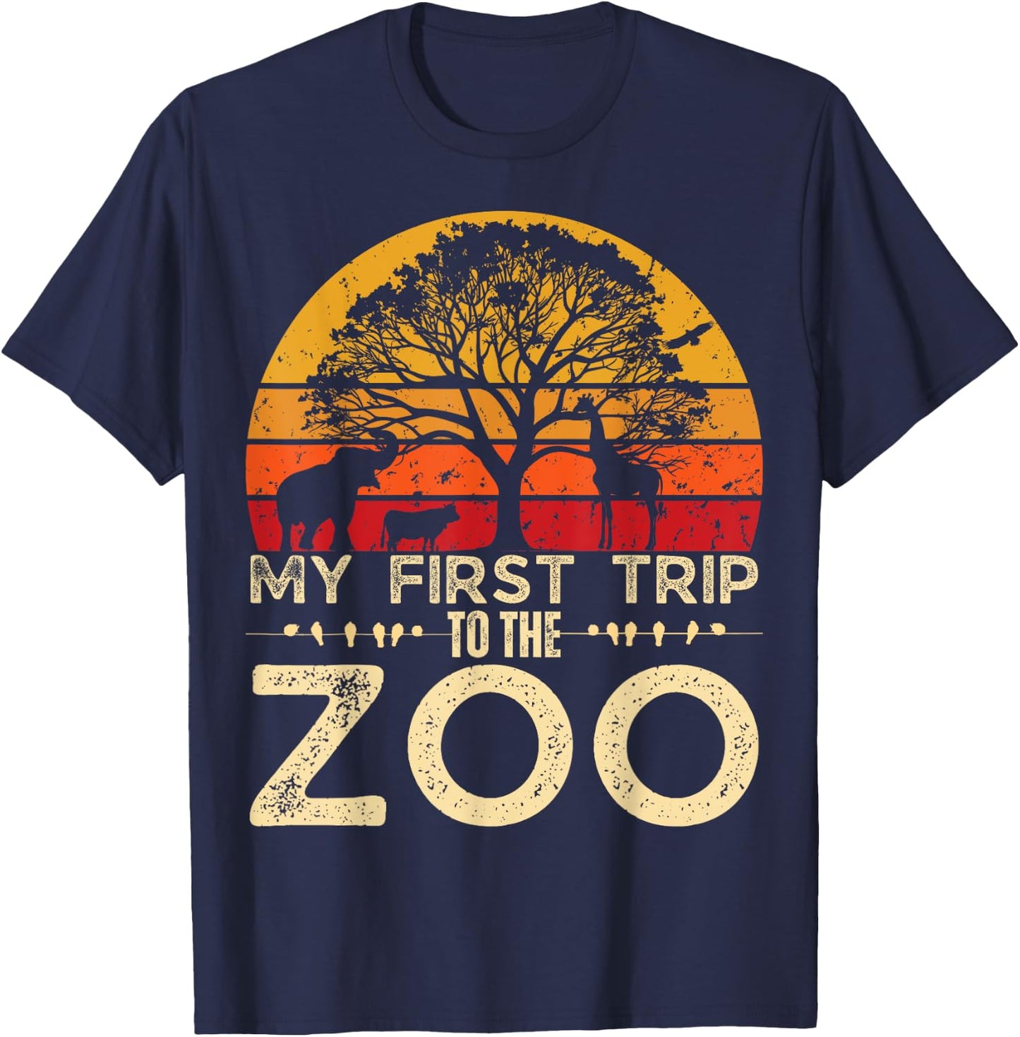 My First Trip Wild and Zoo Safari Jungle Birthday Party T-Shirt - T-Shirt | Navy