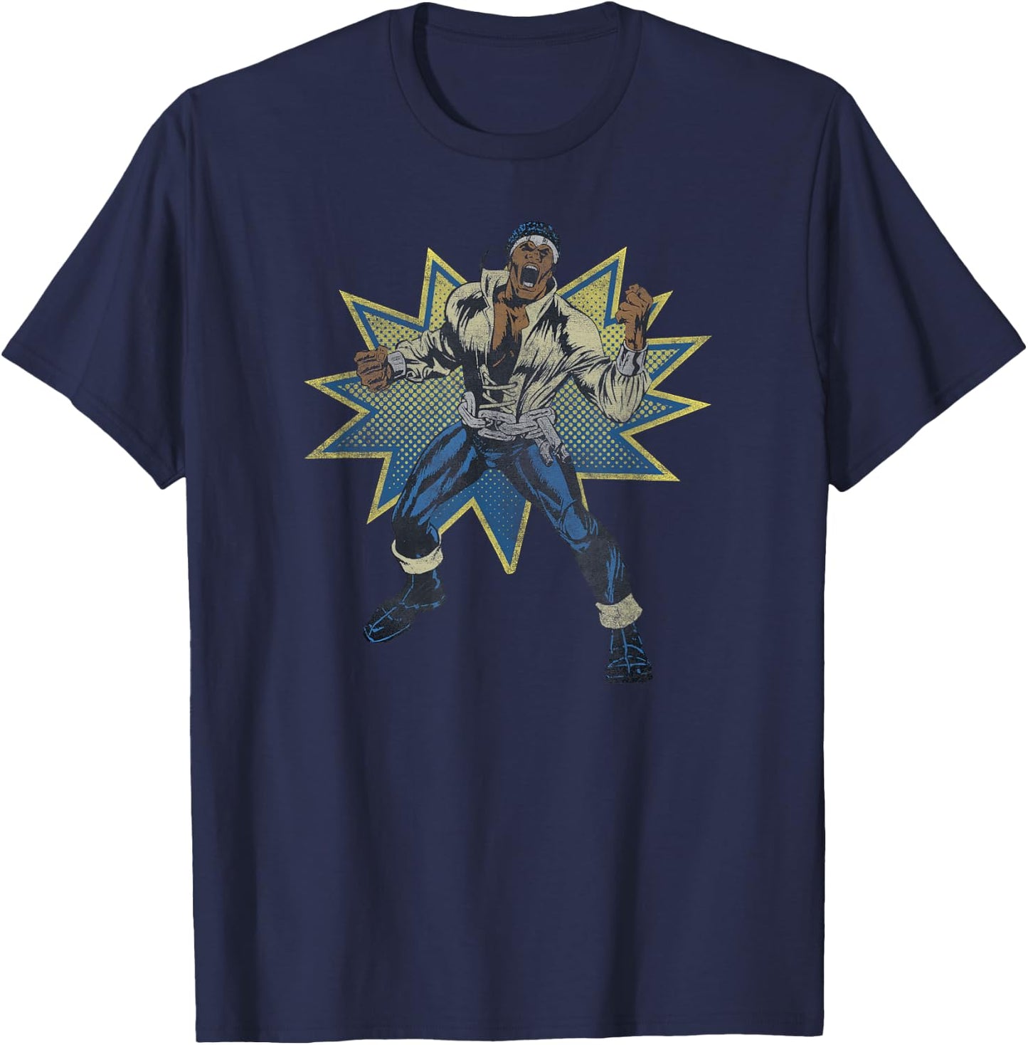 Marvel Luke Cage Vintage Comic Hero Action Shot T-Shirt - T-Shirt | Navy