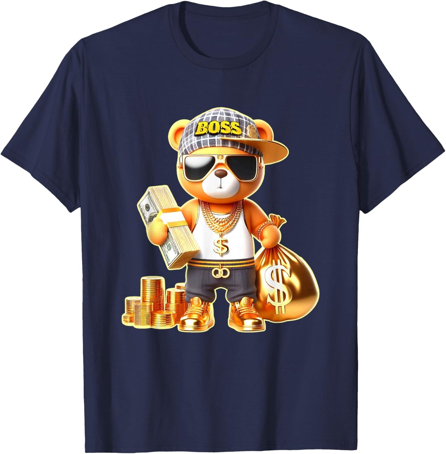 Teddy Bear Boss Money T-Shirt - T-Shirt | Navy