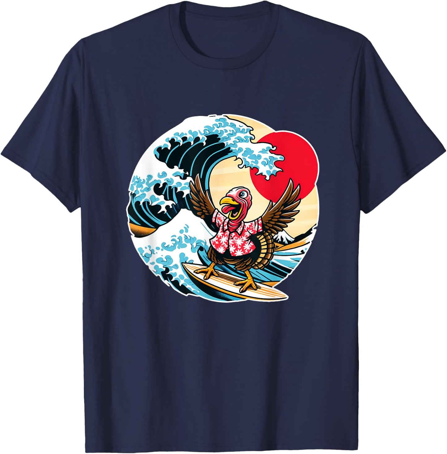Great Wave Kanagawa Turkey Surfing T-Shirt - T-Shirt | Navy