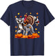 Turkey Riding Lemur Thanksgiving Fall Leaves Pumpkins T-Shirt - T-Shirt | Navy