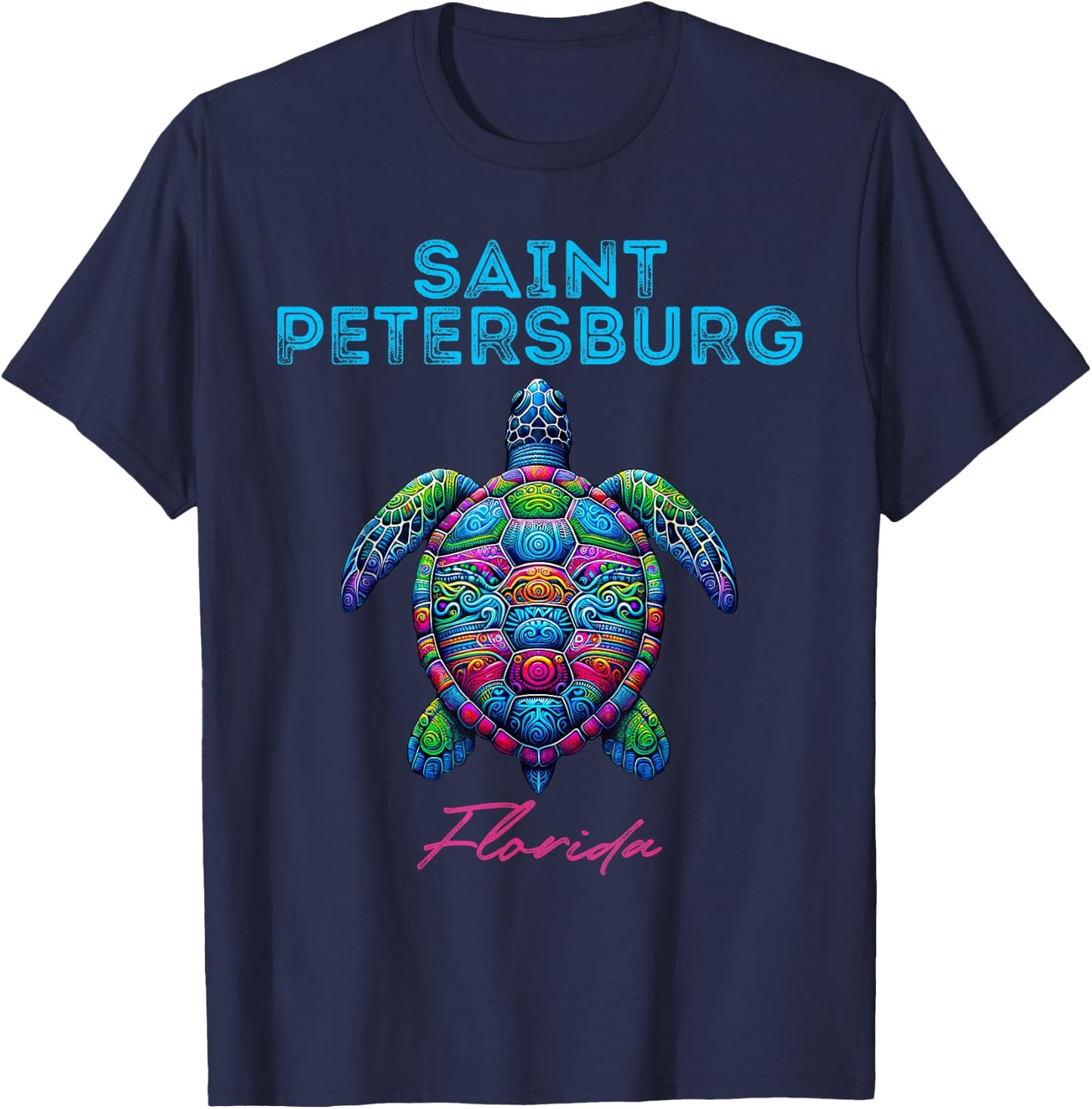 Saint Petersburg Florida Tribal Beach Sea Turtle T-Shirt - T-Shirt | Navy