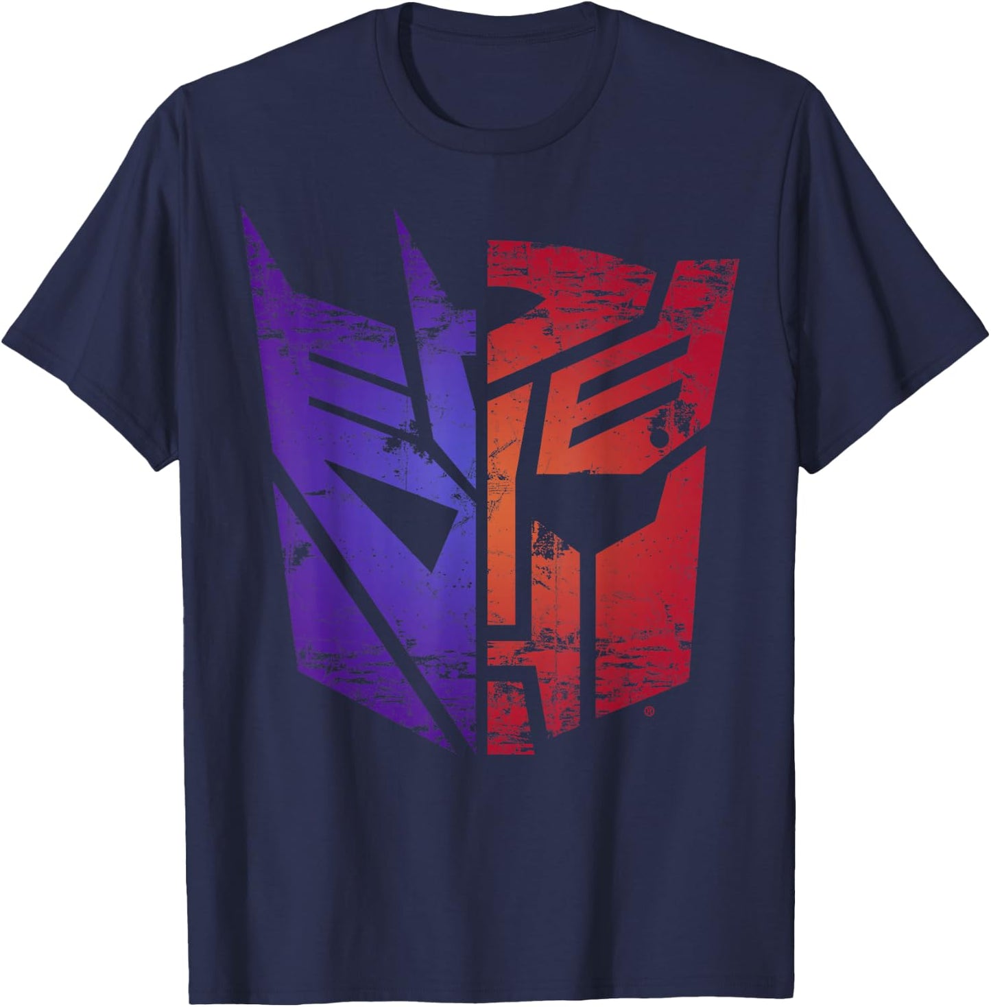 Transformers Decepticon Autobot Distressed Split Logo T-Shirt - T-Shirt | Navy
