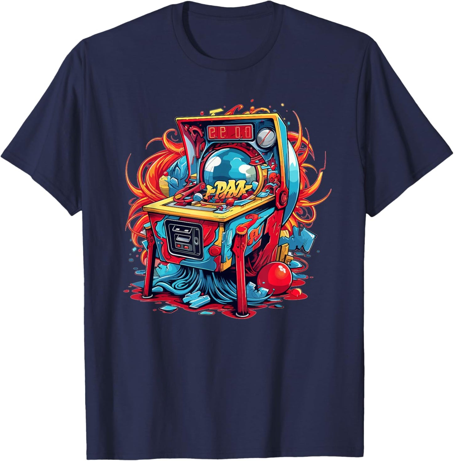 Colorful Pinball Machine T-Shirt - T-Shirt | Navy
