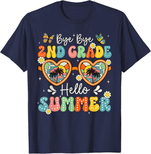 Goodbye 2nd Grade Hello Summer Last Day Of School Boys Kids T-Shirt - T-Shirt | Navy