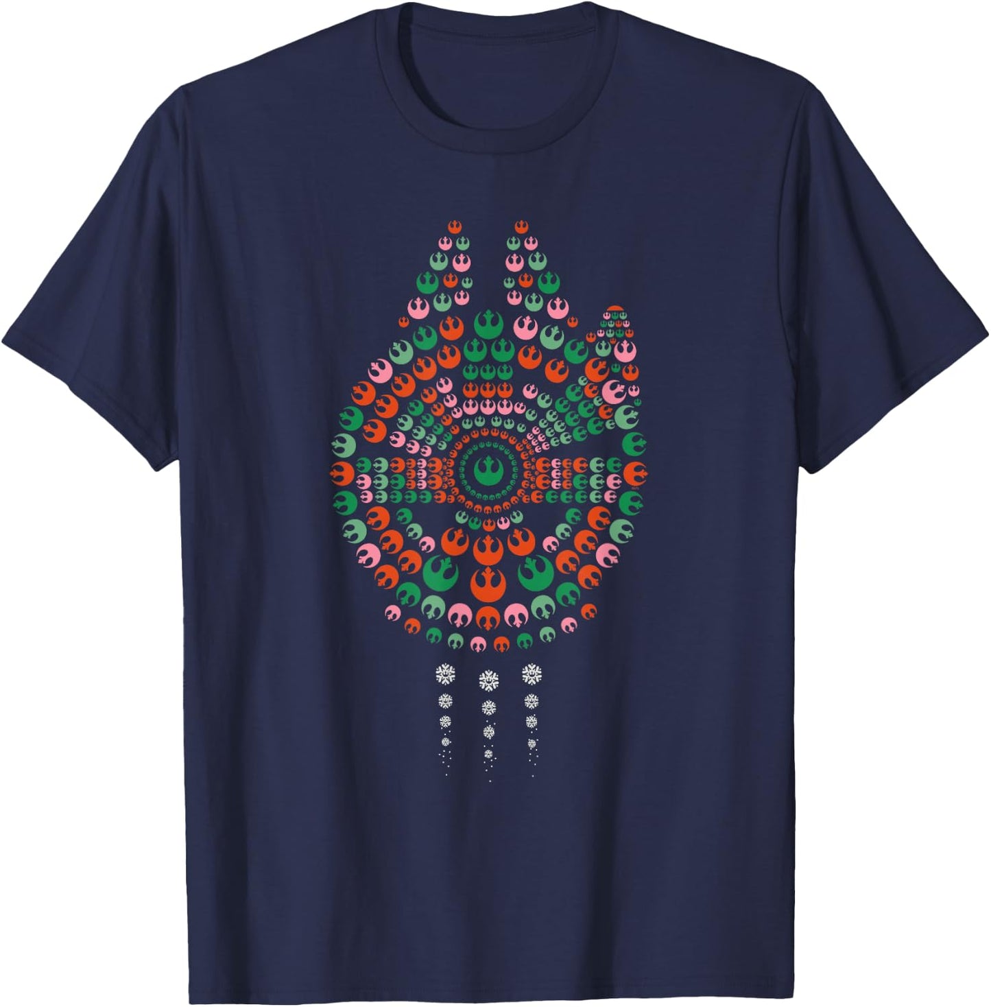 Star Wars Holiday Christmas Rebel Symbols Millennium Falcon T-Shirt - T-Shirt | Navy