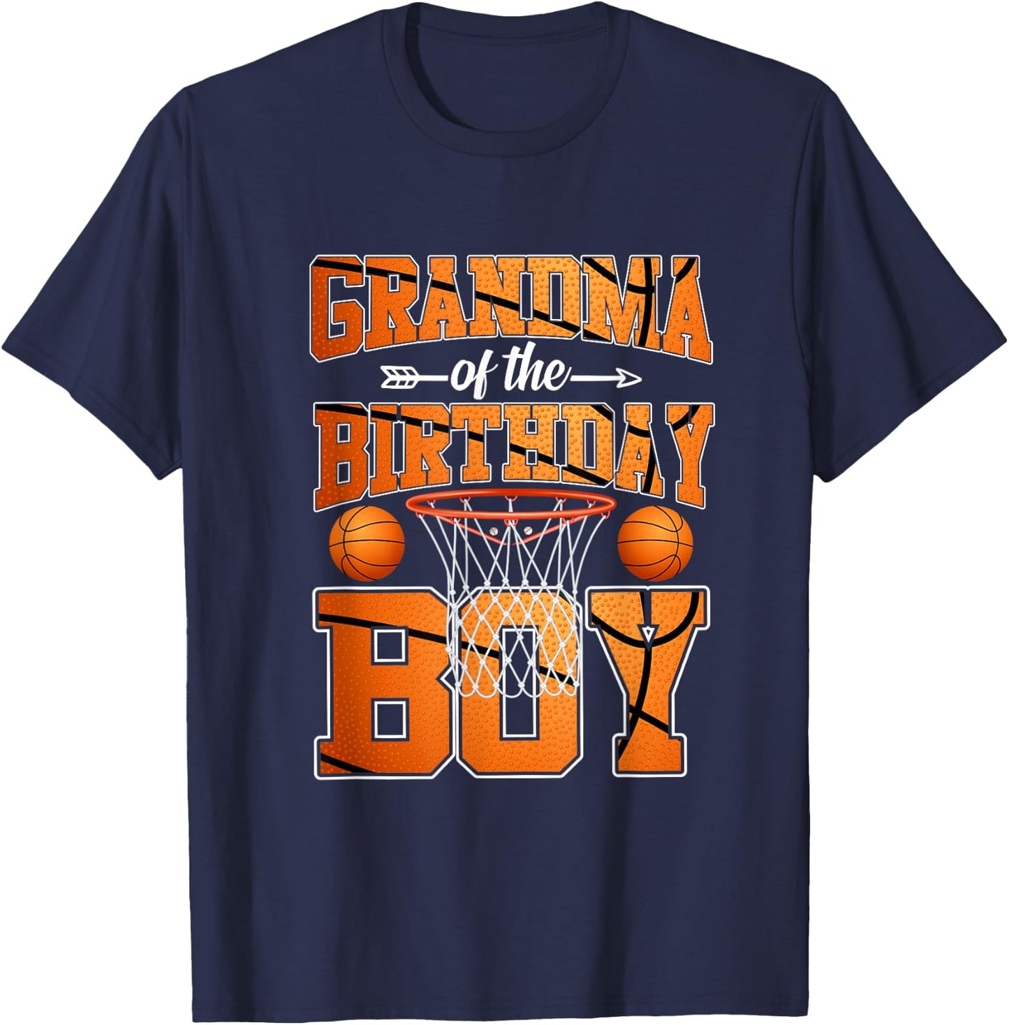 Basketball Grandma Of The Birthday Boy Basketball Birthday T-Shirt - T-Shirt | Navy