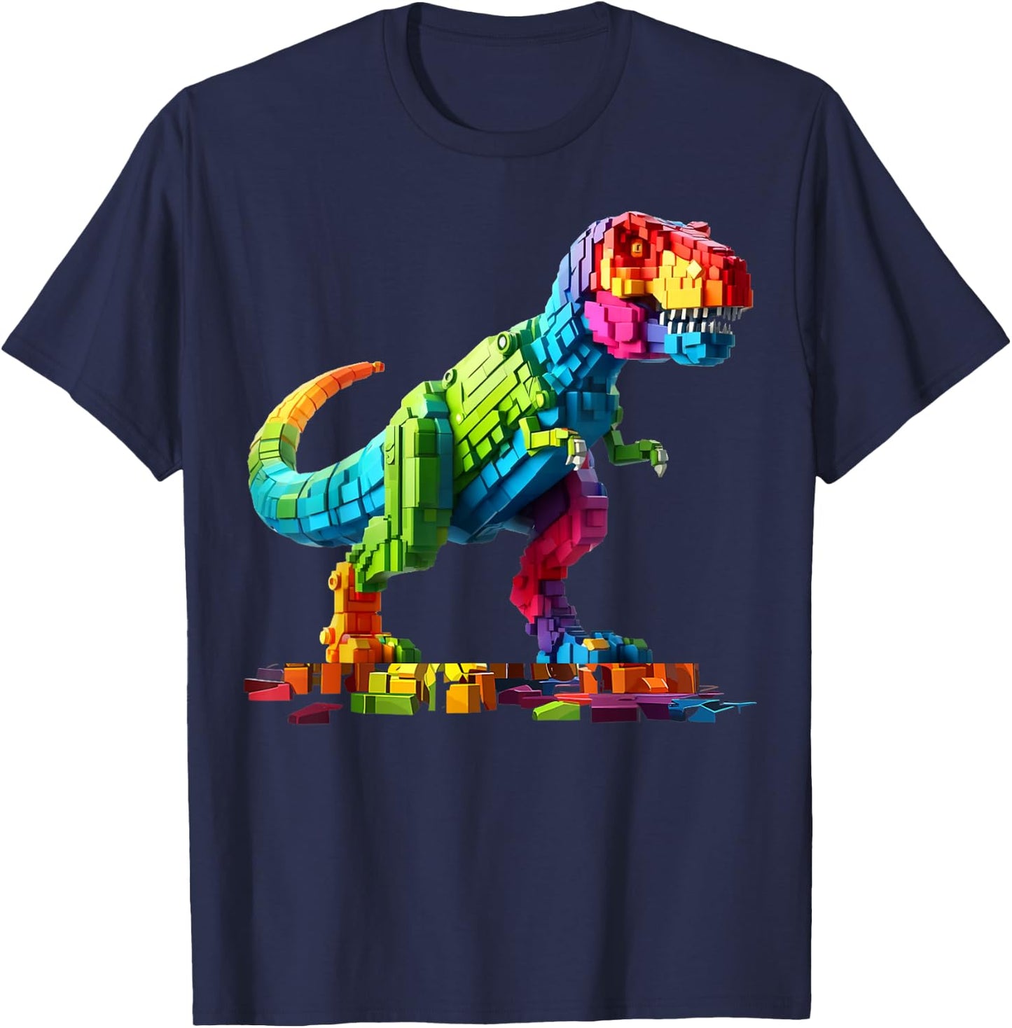 Master Builder Dinosaur Bricks Blocks Dino Toys Gifts T Rex T-Shirt - T-Shirt | Navy