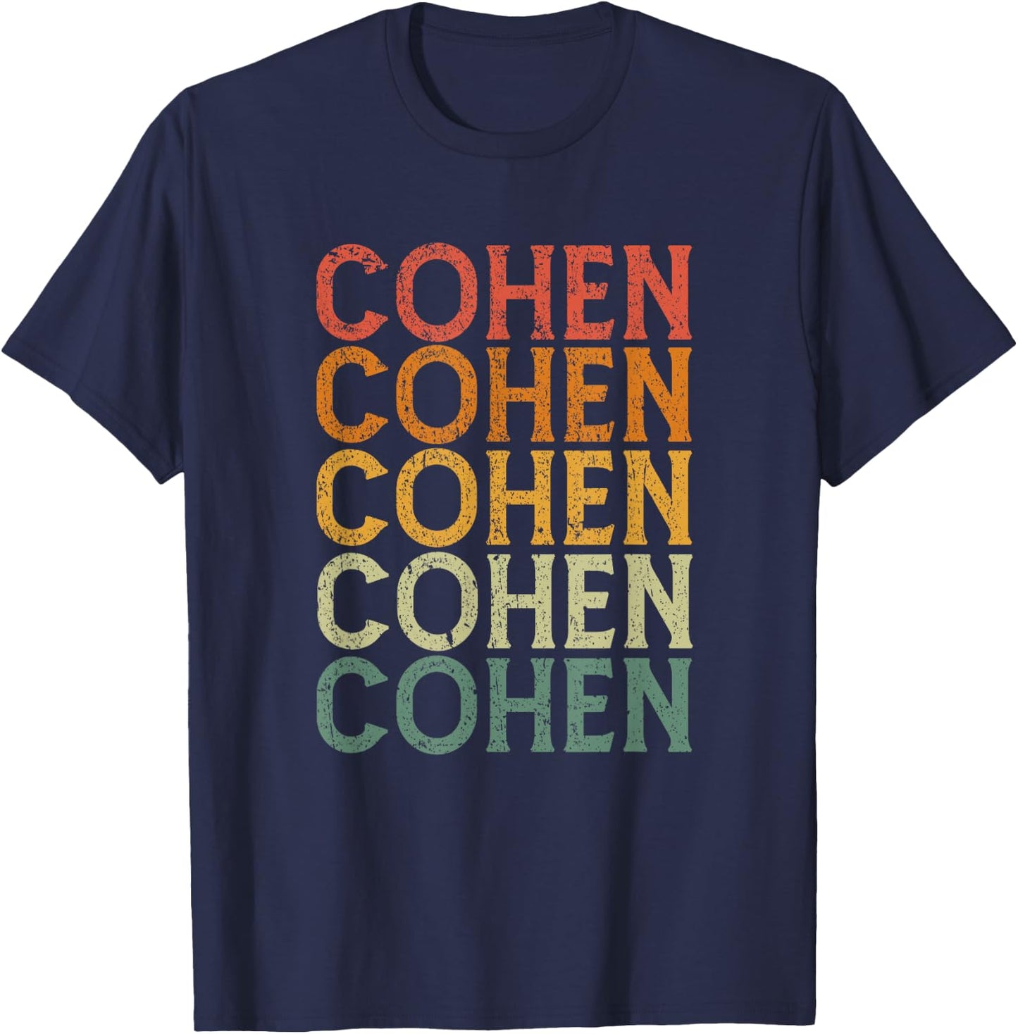 Retro Custom First Name Cohen T-Shirt - T-Shirt | Navy