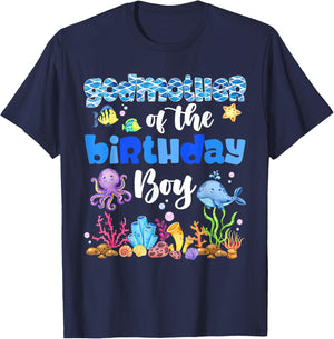 Godmother Of The Birthday Boy Sea Fish Ocean Animals T-Shirt - T-Shirt | Navy