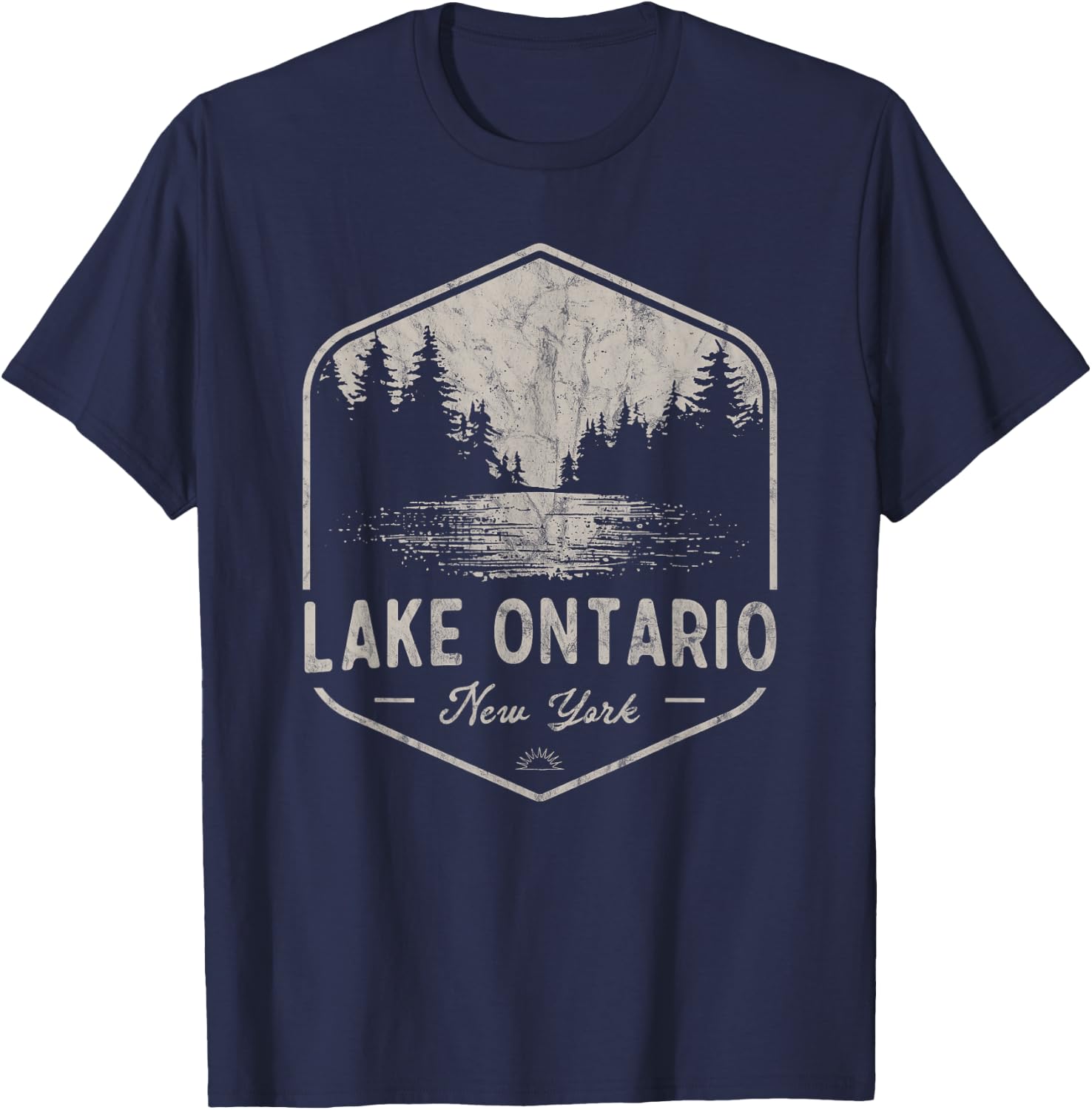 Lake Ontario New York Outdoors Vintage T-Shirt - T-Shirt | Navy