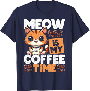 Coffee Cat for Cat Lover Funny Graphic Design Coffee Lover T-Shirt - T-Shirt | Navy