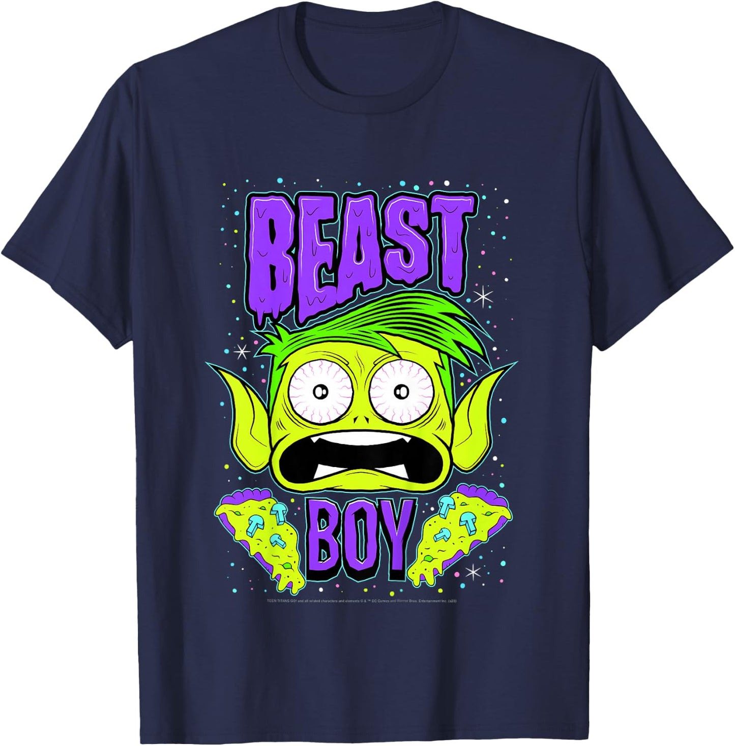 Kids DC Comics Teen Titans Go! Beast Boy Pizza Portrait T-Shirt - T-Shirt | Navy
