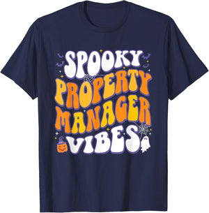 Spooky Property Manager Vibes Halloween T-Shirt - T-Shirt | Navy