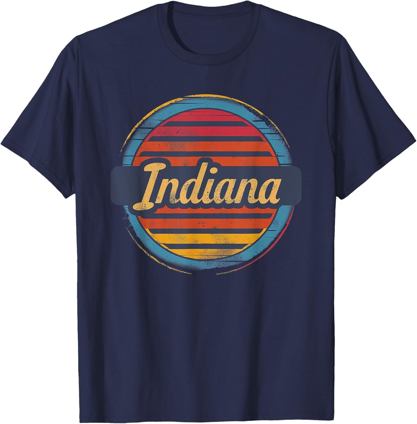Indiana - Cool Funny Graphic Vintage Men Women Kids Retro T-Shirt - T-Shirt | Navy
