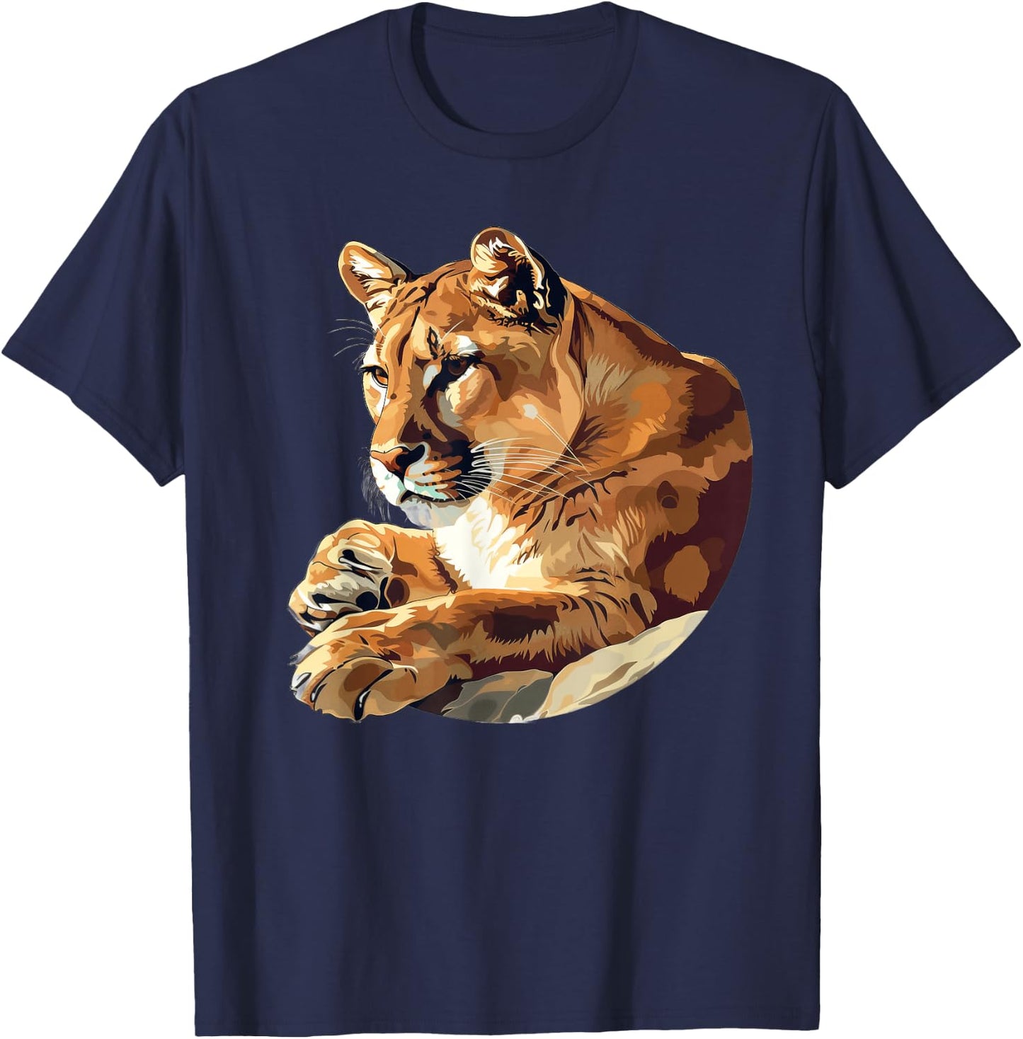 Mountain Lion Round Image T-Shirt - T-Shirt | Navy