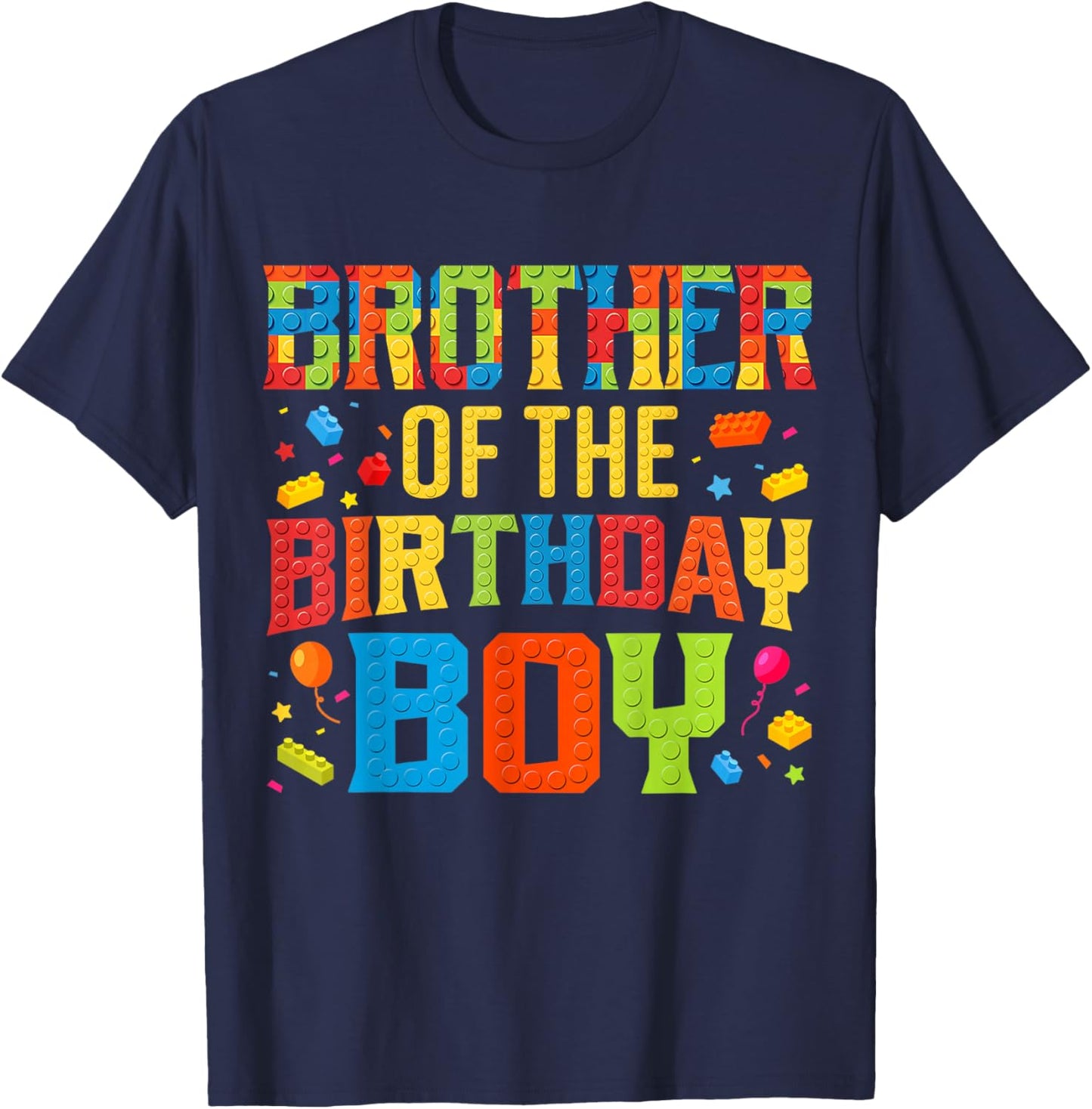 Brother Of The Birthday Boy Master Builder Building Blocks T-Shirt - T-Shirt | Navy
