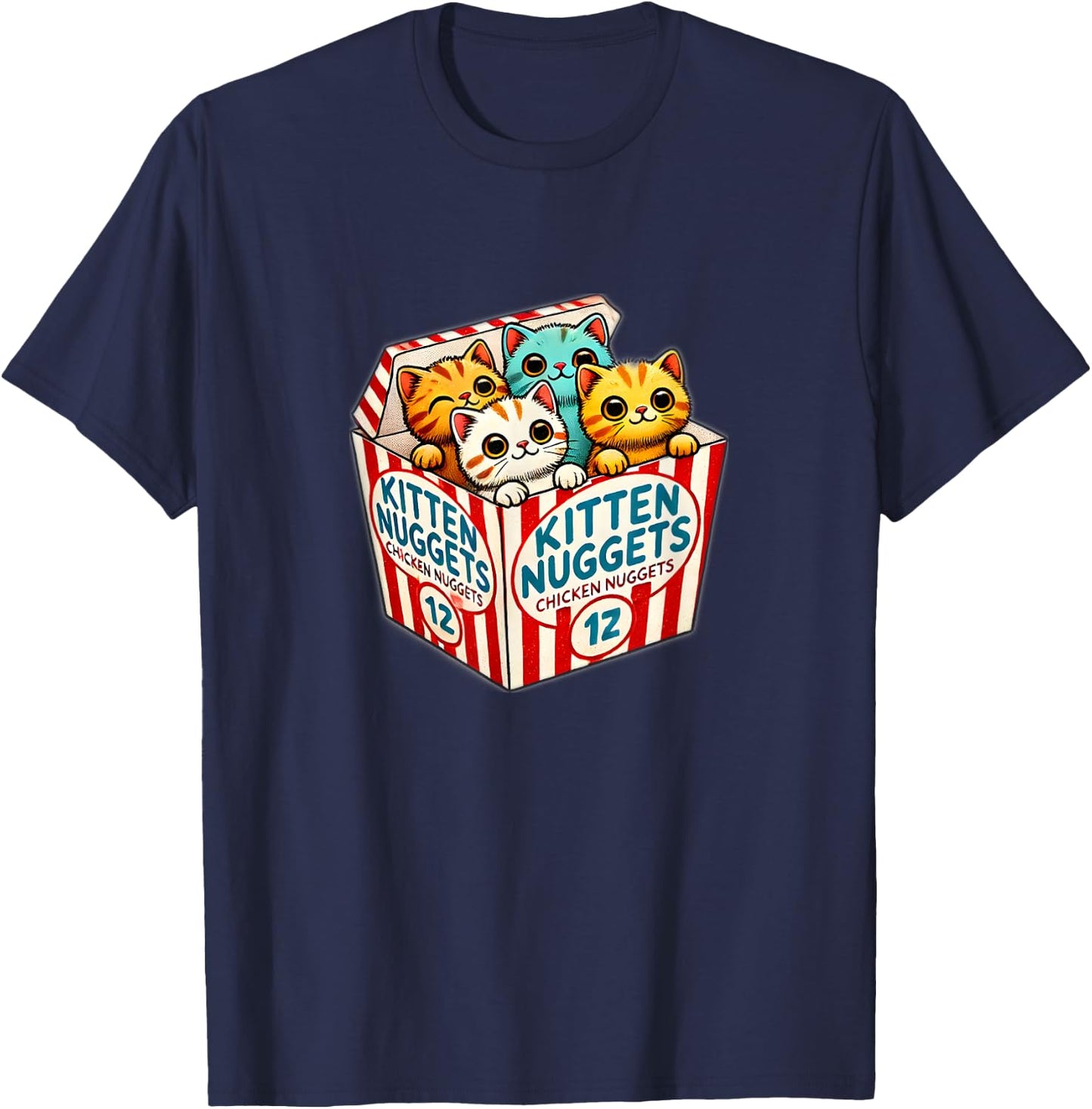 Kitten Nuggets Food Pun Cat Lover Chicken Nuggets T-Shirt - T-Shirt | Navy