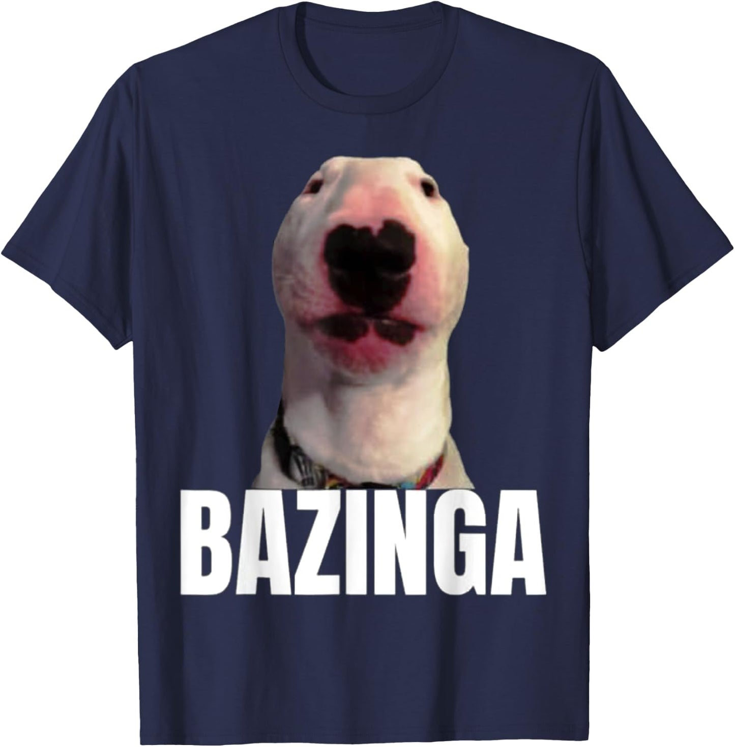 Bazinga Dog Cringe Meme T-Shirt - T-Shirt | Navy