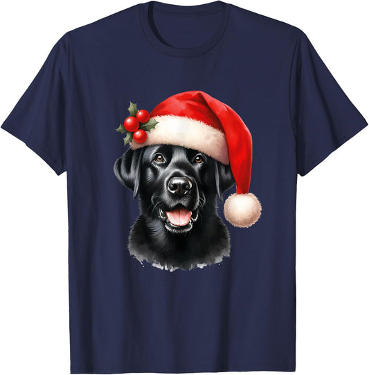 Dog Black Labrador Retriever Christmas T-Shirt - T-Shirt | Navy