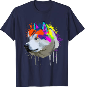 Splash Art Alaskan Malamute Dog Owner Gift Dog T-Shirt - T-Shirt | Navy