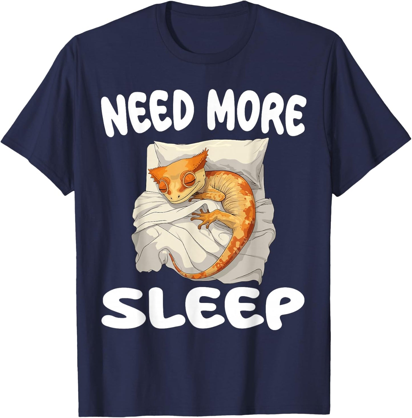 Cute Crested Gecko Need More Sleep Pajamas Nightgown T-Shirt - T-Shirt | Navy