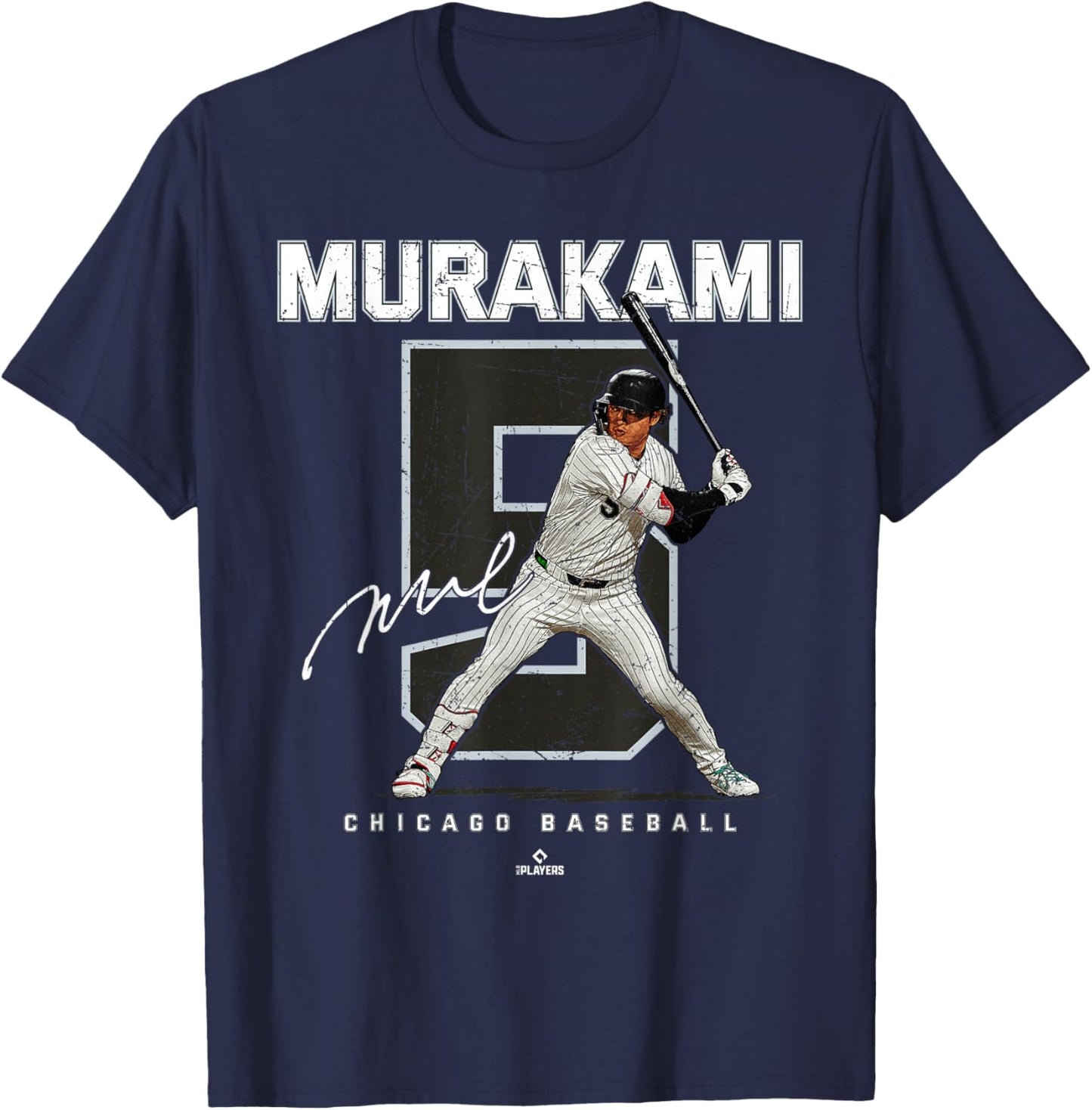 Number and Portrait Munetaka Murakami Chicago Baseball MLBPA T-Shirt - T-Shirt | Navy