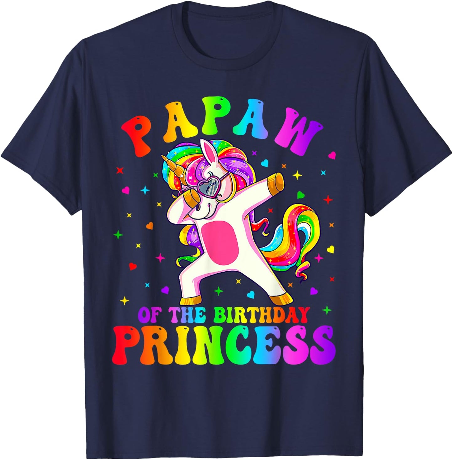 Papaw of the Birthday Princess Girl Dabbing Unicorn Funny T-Shirt - T-Shirt | Navy