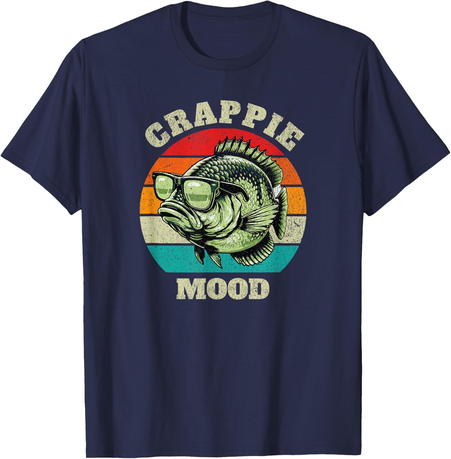 Funny Crappie Mood Retro Fishing Sarcastic Dad Boys T-Shirt - T-Shirt | Navy