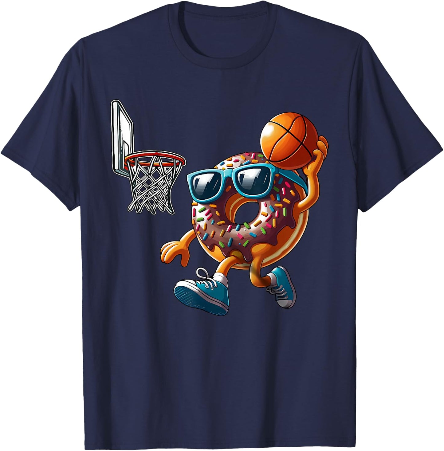 Dunking Donut Hole Food Champ Basketball Game Sport Player T-Shirt - T-Shirt | Navy