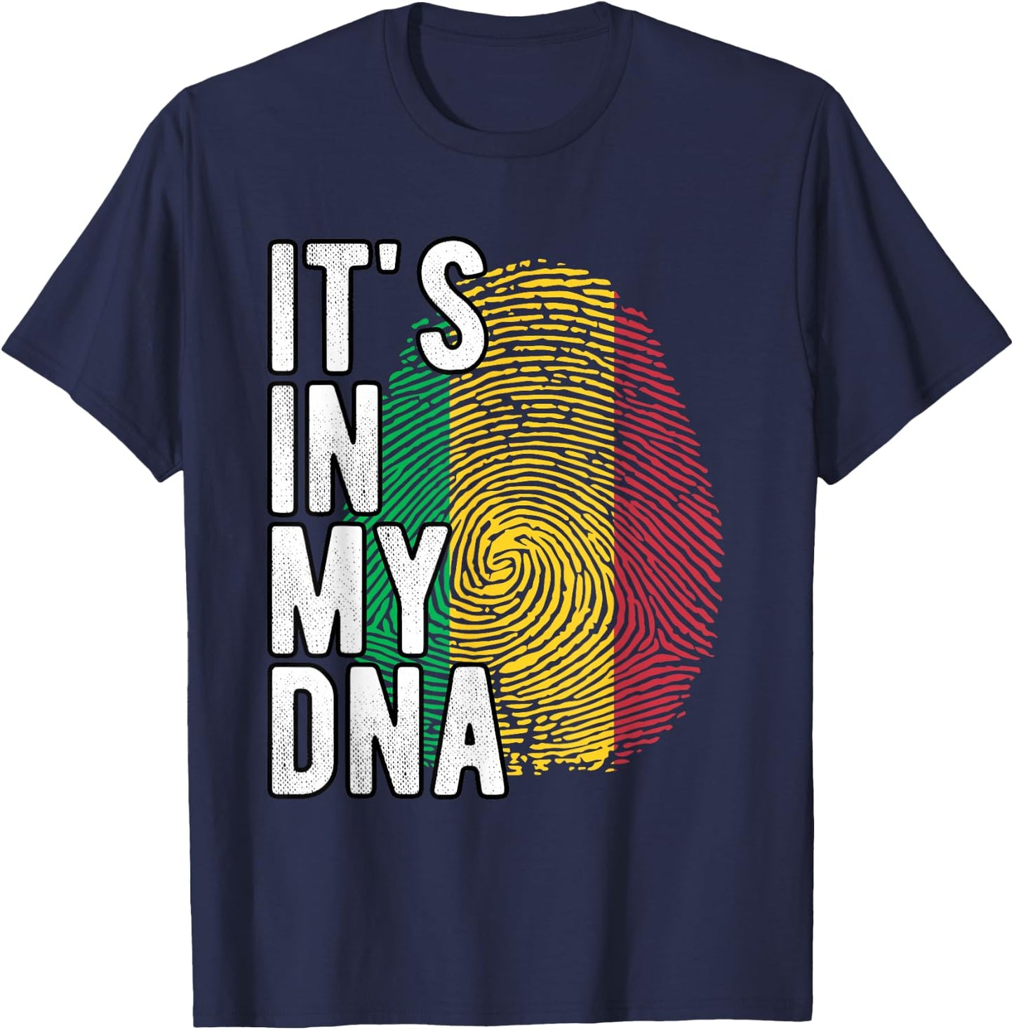 Funny it's in my DNA Mali flag Fingerprint T-Shirt - T-Shirt | Navy