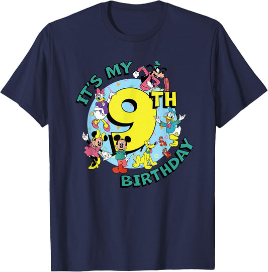 Disney Mickey and Friends It's My Ninth 9th Birthday T-Shirt - T-Shirt | Navy