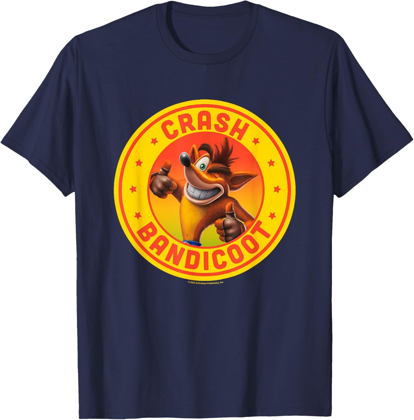 Crash Bandicoot Thumbs Up Star Spangled Logo T-Shirt - T-Shirt | Navy
