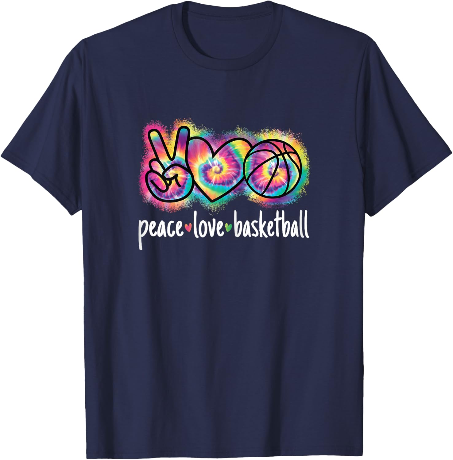 Peace Love Basketball Women Girls Cute Basketball Player T-Shirt - T-Shirt | Navy