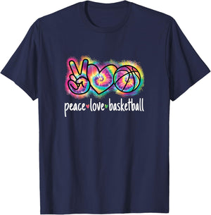 Peace Love Basketball Women Girls Cute Basketball Player T-Shirt - T-Shirt | Navy
