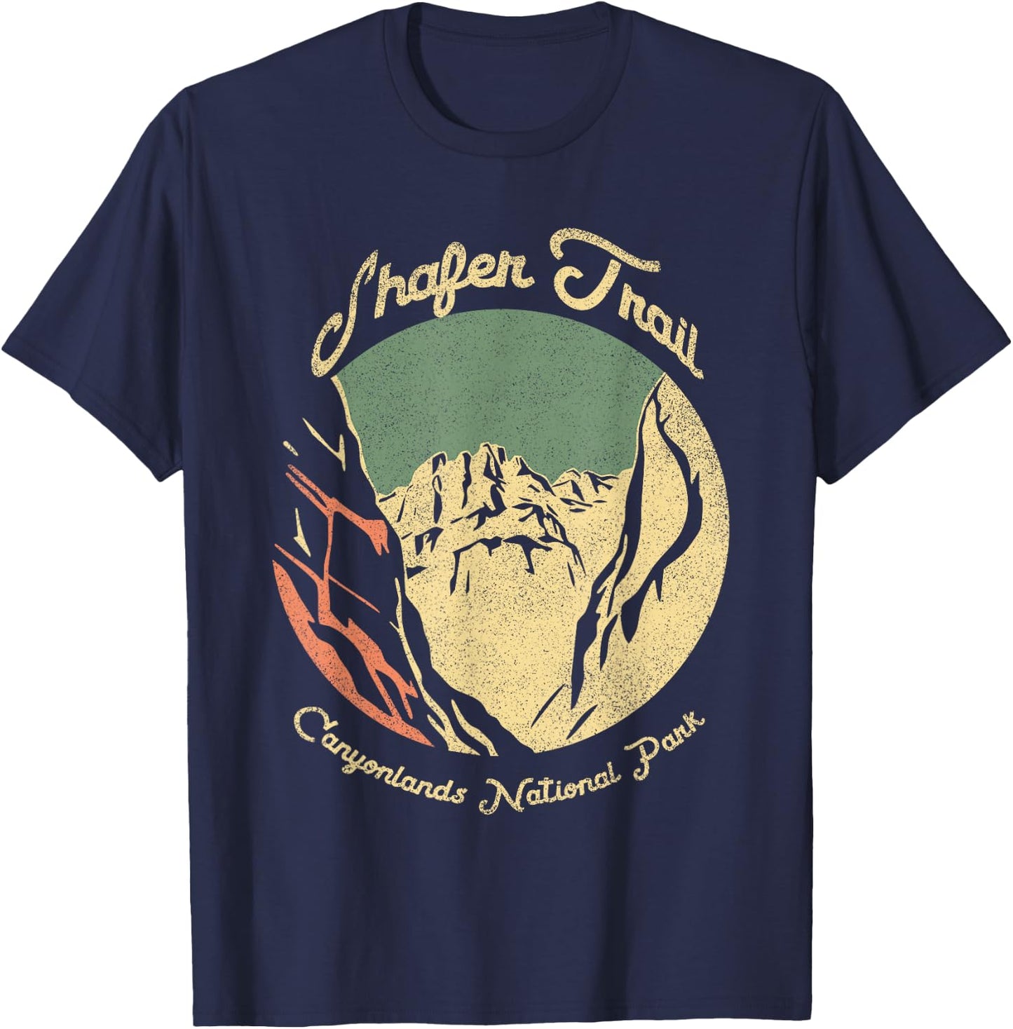 Shafer Trail Canyonlands National Park Vintage Black Version T-Shirt - T-Shirt | Navy