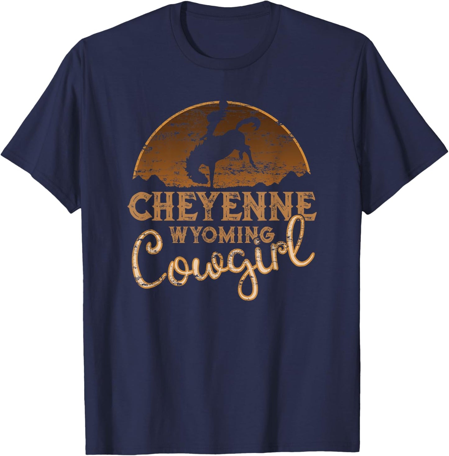 Cheyenne Wyoming WY Rodeo Cowgirl T-Shirt - T-Shirt | Navy