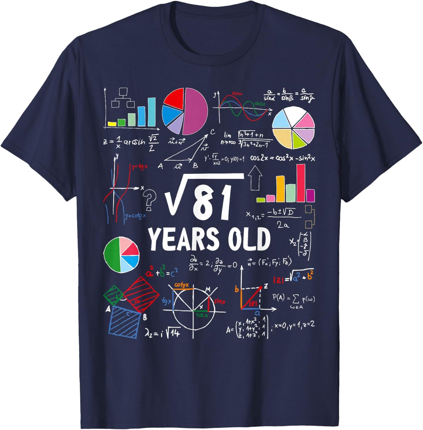 Square Root Of 81 9th Birthday Funny 9 Year Old Math Lover T-Shirt - T-Shirt | Navy